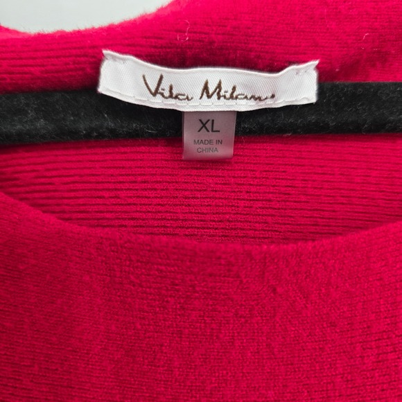 Vila Milano Womens Rhinestone Embellished Red Knit Pullover Sweater Christmas XL - Picture 2 of 4